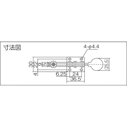 育良　下方押え型トグルクランプ　スチール　水平ハンドル（３１１０６）　クランプアーム移動角度６５°　フランジベース　締付力０．３ｋＮ　ISK-030　1 個