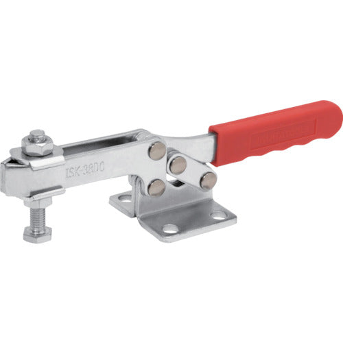 Ikura Downward-pressing toggle clamp, steel, horizontal handle (31209), clamp arm travel angle 65°, flange base, clamping force 5.0 kN, ISK-38D0, 1 piece