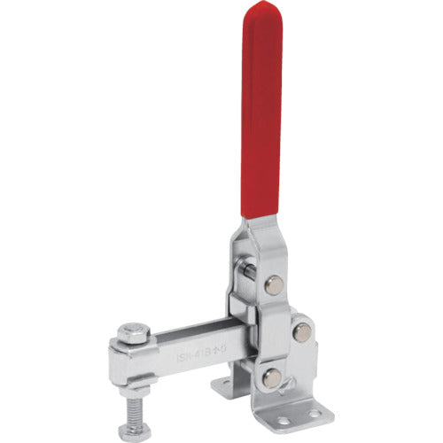 Ikura Downward-pressing toggle clamp, steel, vertical handle (31318), clamp arm travel angle 105°, flange base, clamping force 2.0 kN, ISK-41BS0, 1 piece