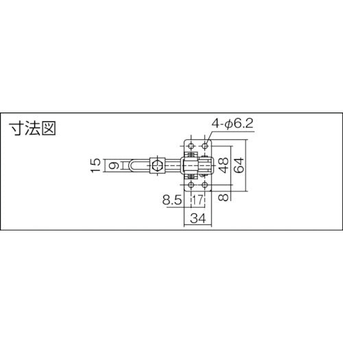 育良　下方押え型トグルクランプ　スチール　垂直ハンドル（３１３１８）　クランプアーム移動角度１０５°　フランジベース　締付力２．０ｋＮ　ISK-41BS0　1 個