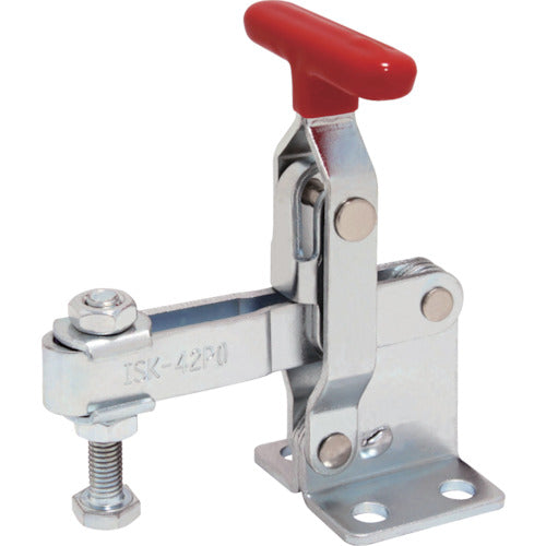 育良　下方押え型トグルクランプ　スチール　垂直ハンドル（３１３２６）　クランプアーム移動角度９４°　フランジベース　締付力２．０ｋＮ　全長１１５ｍｍ　ISK-42P0　1 個