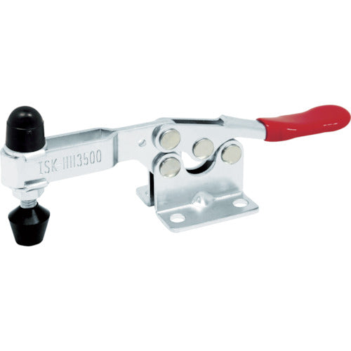 Ikura Downward-pressing toggle clamp, steel, horizontal handle (31111), clamp arm travel angle 85°, flange base, clamping force 0.9 kN, ISK-HH3500, 1 pc