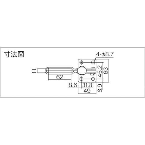 育良　下方押え型トグルクランプ　スチール　垂直ハンドル（３１３０８）　クランプアーム移動角度１０５°　フランジベース　締付力３．４ｋＮ　全長２０６ｍｍ　ISK-HV6500　1 個