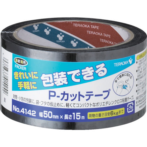 ＴＥＲＡＯＫＡ　Ｐ−カットテープ　ＮＯ．４１４２　５０ｍｍ×１５Ｍ　黒　4142 BK-50X15　1 巻