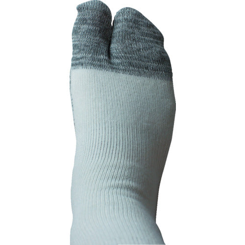 Otafuku Strong Socks, Bottom Strength Type, White x Grey, Tabi Style, Set of 2 Pairs, S-854, 1 PK