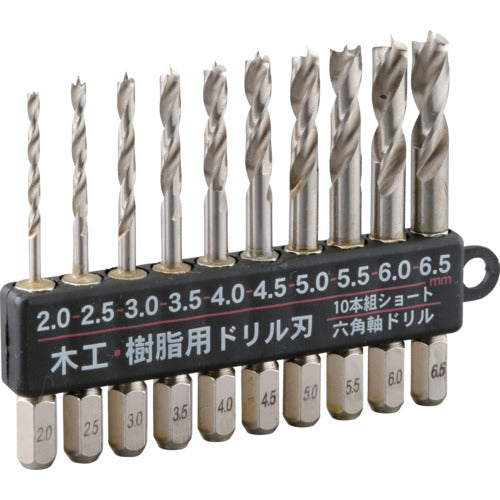 ＲＥＬＩＥＦ　１０本組　ショート木工・樹脂用ドリルセット　26806　1 PK