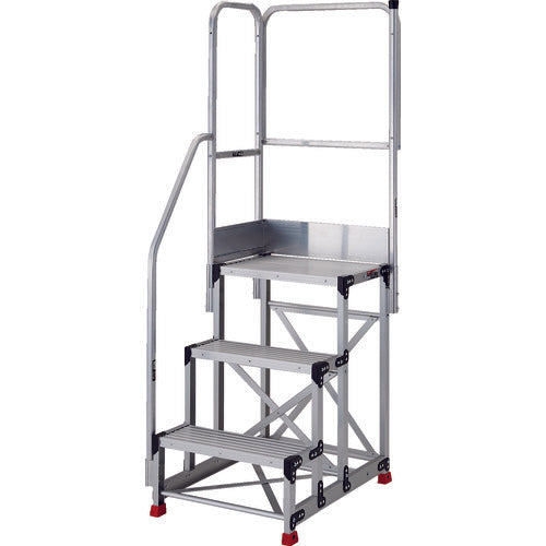TRUSCO 작업용 발판 3단 계단 한 난간 천장 2방 높이 1100mm TSF-369TE14-11 1대
