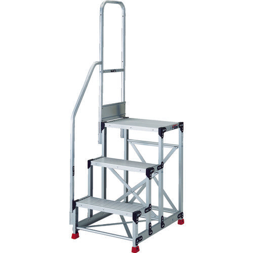 TRUSCO 작업용 발판 3단 계단 한 난간 높이 1100mm TSF-369TE3-11 1대