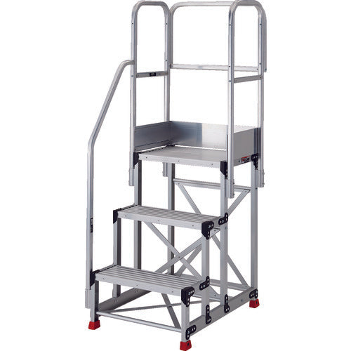 TRUSCO 작업용 발판 3단 계단 한 난간 천장 삼방 높이 900mm TSF-369TE6 1대