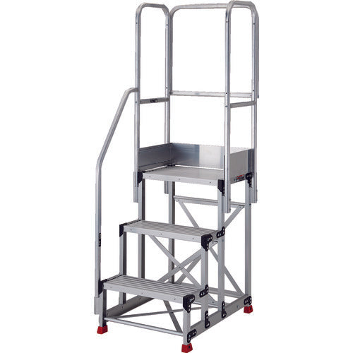 TRUSCO 작업용 발판 3단 계단 한 난간 천장 삼방 높이 1100mm TSF-369TE6-11 1대
