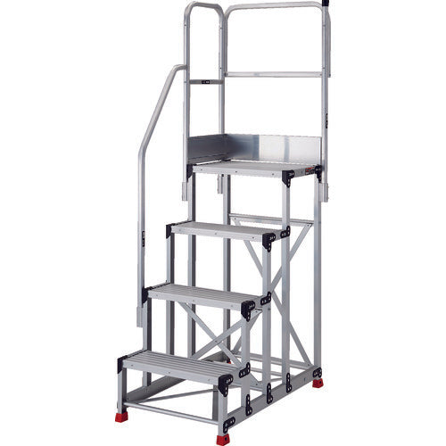 TRUSCO work platform, 4 steps, handrail on one side, platform height 900mm on both sides, TSF-4612TE14, 1 unit