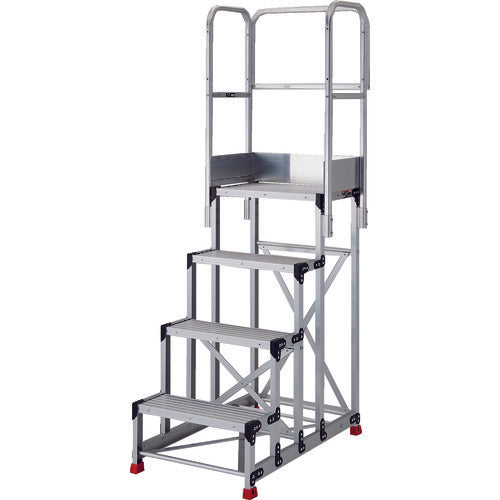 TRUSCO work platform, 4 steps, platform with handrails on three sides, height 900 mm, TSF-4612TE2, 1 unit