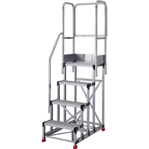TRUSCO work platform, 4 steps, handrail on one side, 1100mm high on three sides, TSF-4612TE6-11, 1 unit