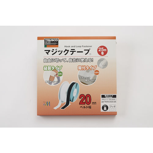 ＴＲＵＳＣＯ　マジックテープ［［Ｒ下］］　糊付Ａ側　２０ｍｍ×２５ｍ　黒　TMAN-2025-BK　1 巻