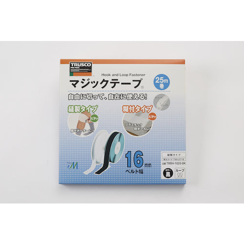 TRUSCO 매직 테이프 봉제용 B측 16mm×25m 블랙 TMBH-1625-BK 1권