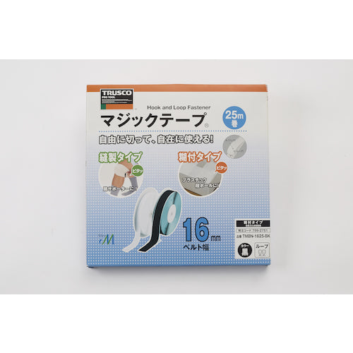 TRUSCO 매직 테이프[[R하]] 풀 부착 B측 16mm×25m 검정 TMBN-1625-BK 1권