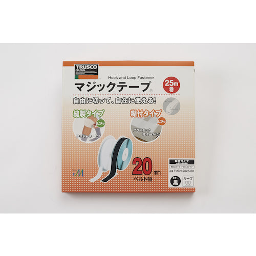 ＴＲＵＳＣＯ　マジックテープ［［Ｒ下］］　糊付Ｂ側　２０ｍｍ×２５ｍ　黒　TMBN-2025-BK　1 巻