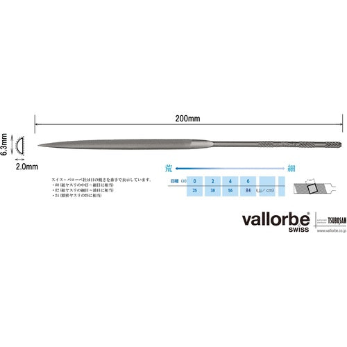 Ｖａｌｌｏｒｂｅ　ニードルヤスリ　半丸　２００ｍｍ　＃０　LA2402-200-0　1 本