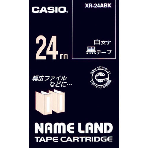 カシオ　ネームランド用黒テープに白文字２４ｍｍ　XR-24ABK　1 個