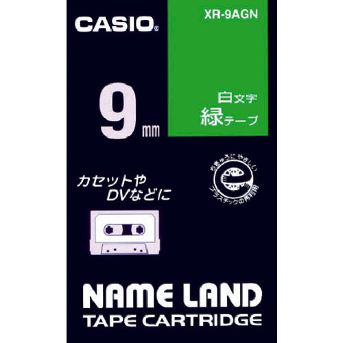 Casio Nameland Green Tape with White Characters 9mm XR-9AGN 1 pc