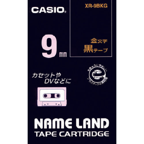 Casio Nameland dedicated cartridge 9mm black tape/gold lettering XR-9BKG 1 unit