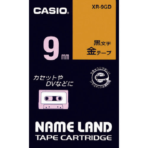 Casio Nameland Tape 9mm Gold Tape/Black Lettering XR-9GD 1 pc