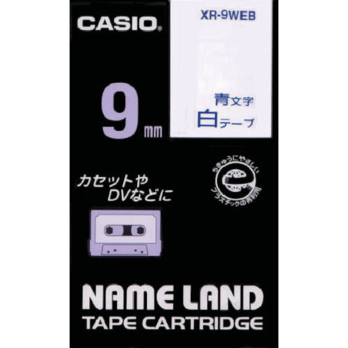 Casio Nameland Tape 9mm White Tape/Blue Letters XR-9WEB 1 pc