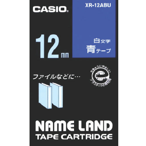 カシオ　ネームランド用青テープに白文字１２ｍｍ　XR-12ABU　1 個