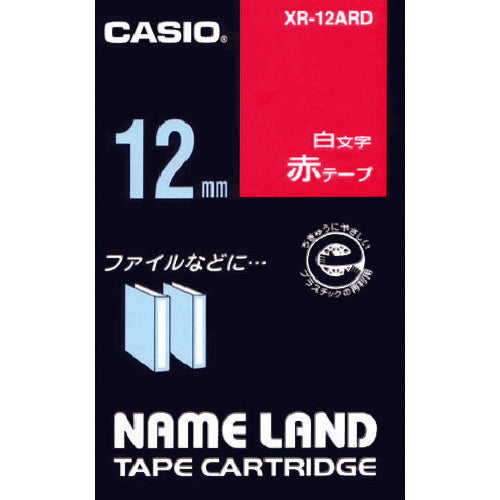 カシオ　ネームランド用赤テープに白文字１２ｍｍ　XR-12ARD　1 個