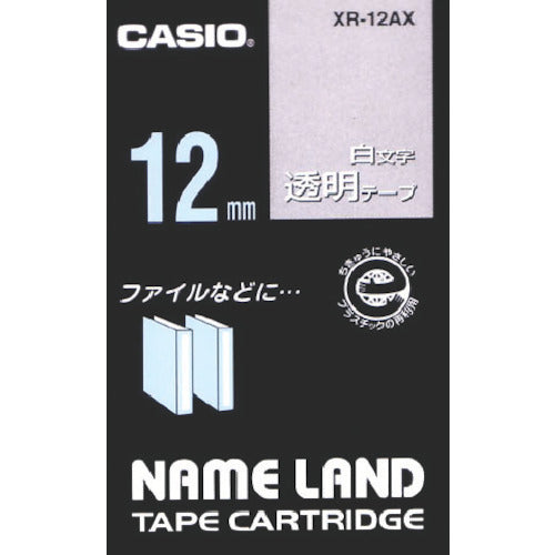 カシオ　ネームランド用透明テープに白文字１２ｍｍ　XR-12AX　1 個