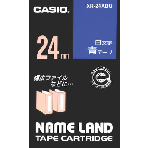 カシオ　ネームランド用青テープに白文字２４ｍｍ　XR-24ABU　1 個