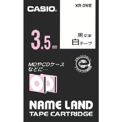 Casio Nameland White Tape with Black Characters 3.5mm XR-3WE 1 pc