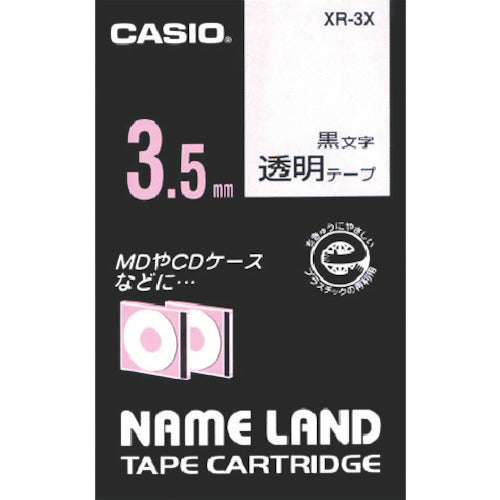 Casio Nameland transparent tape with black characters 3.5mm XR-3X 1 piece
