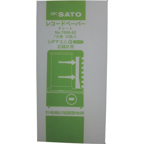 Sato Recording Paper Sigma Mini α Temperature and Humidity Recorder 7-day Roll (7006-62) 7006-62 1 pc