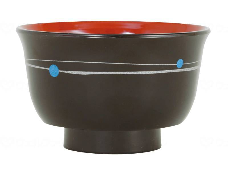 台和プチエイド汁椀 遊水玉（黒内朱）