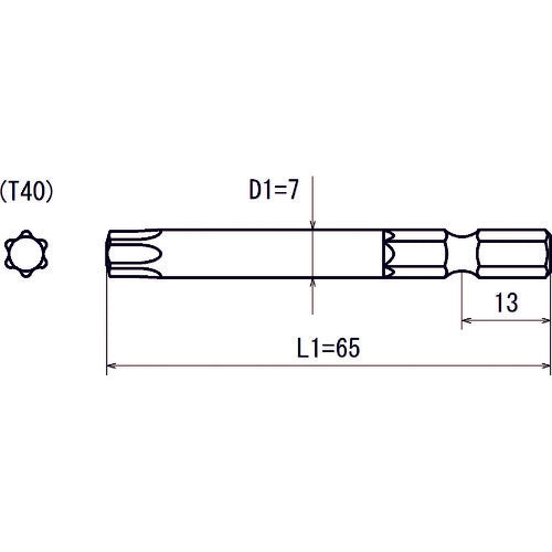 近江　六角６．３５　溝１３差込　へクスウェーブビット　Ｔ４０　全長６５　V21T-T40-65-7　10 本