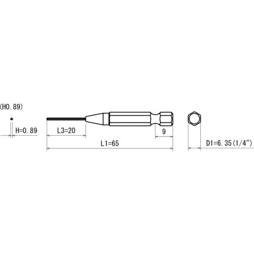 近江　六角６．３５　溝９差込　ヘキサゴンビット　Ｈ０．８９　全長６５　V17XH0.89-65　10 本