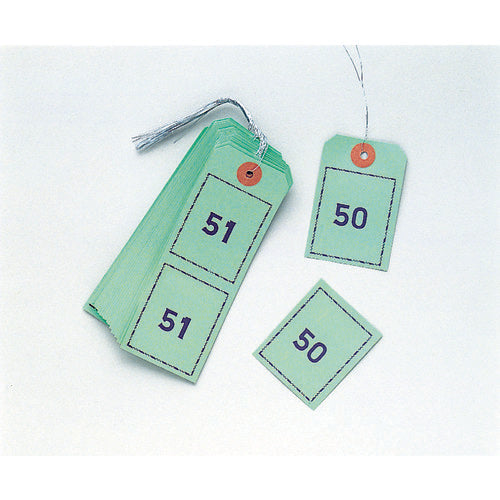 OP sequential numbered shipping tags, blue, red, yellow, green, and white, 100 pieces each, BF-105, 1 box