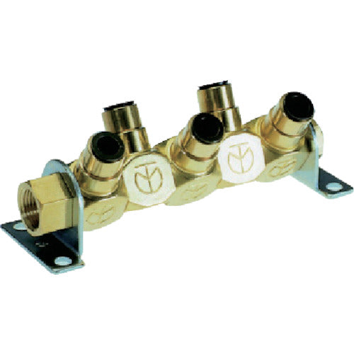 Chiyoda Air Branch Pipe Free Joint 4 5WAY Applicable Tube 8mm Thread Size Rc3/8 Two-Face Width 21mm 5MM2-08 1 Piece