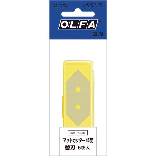 ＯＬＦＡ　特殊用途カッター用替刃　マットカッター４５度替刃　５枚入　ポリシース　XB45　1 CS