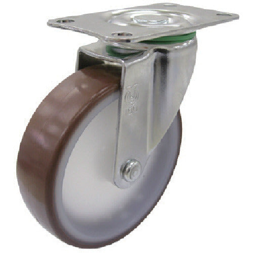 YUEI Plate-type Swivel Caster Urethane Wheel Diameter 100mm E-type E-type Mounting Dimensions 82 x 40 E-100UHF 1 pc