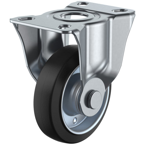 YUEI Plate-type Fixed Caster, Rubber, Wheel diameter 100mm, J-type, SK-type, Mounting dimensions 90x50 (80x45), SK-100W, 1 piece