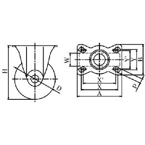 YUEI Plate-type Fixed Caster, Rubber, Wheel diameter 100mm, J-type, SK-type, Mounting dimensions 90x50 (80x45), SK-100W, 1 piece