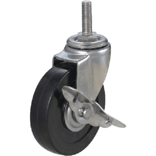 YUEI Screw-in type Swivel Caster Rubber Wheel diameter 125mm With stopper E type ET-S type Screw size M12 x 35 Pitch 1.75 ET-125RHS-M12-35 1 piece