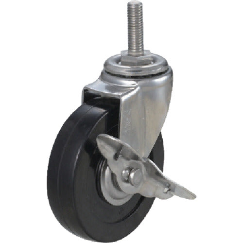 YUEI Screw-in type Swivel Caster Rubber Wheel diameter 100mm With stopper E type ET-S type Screw size UNF1/2 x 25 Number of threads 20 ET-100RHS-UNF1/2-25 1 piece