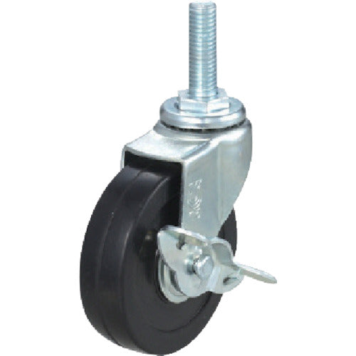 YUEI Screw-in type Swivel Caster Rubber Wheel diameter 75mm With stopper E type ET-S type Screw size M12 x 35 Pitch 1.75 ET-75RHS-M12-35 1 piece