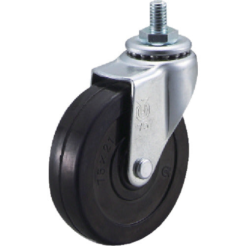 유에이 나사식 식 자재 캐스터 고무 바퀴 지름 75mm E타입 ET형 나사 치수 W3/8×14산수 16 ET-75RH-W3/8-14 1개