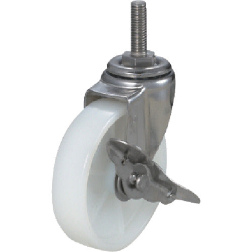 ユーエイ　ねじ込み式　自在　キャスター　ナイロン　車輪径１００ｍｍ　ストッパー付き　Ｓタイプ　ＳＴ−Ｓ型　ネジ寸法Ｍ１２×３５ピッチ１．７５　ST-100NS-M12-35　1 個