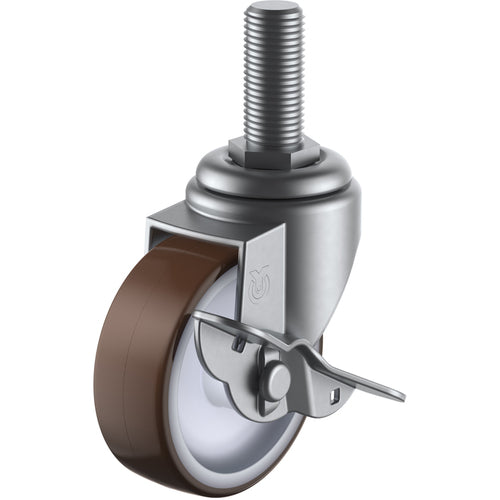 ユーエイ　ねじ込み式　自在　ステンレスキャスター　ウレタン　車輪径７５ｍｍ　ストッパー付き　Ｓタイプ　ＳＵＳ−ＳＴ−Ｓ型　ネジ寸法Ｍ１２×３５ピッチ１．７５　SUS-ST-75URS-M12-35　1 個