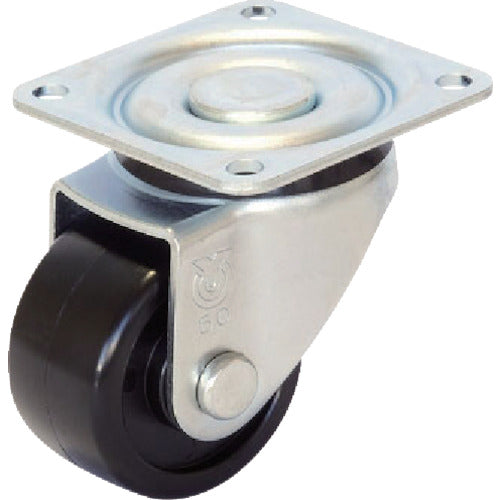 YUEI Plate-type Swivel Low-floor Caster, Reinforced Nylon, Wheel Diameter 50mm, With Stopper, H-type, HG-S Type, Mounting Dimensions 54 x 36, HG-50GNBS(P54-36) 1 pc